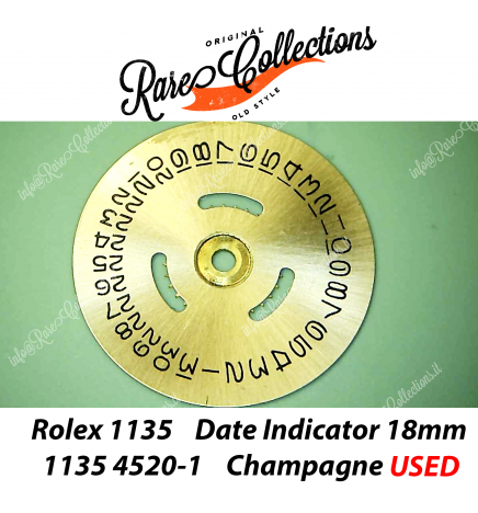 USED Data Indicator Champagne Rolex 1135 4520-1 18mm Datario Usato